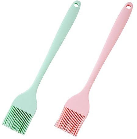 2 Pcs Silicone Basting Pastry Brush Pastry Cooking Brush Heat Resistant Kitchen Cooking Tools for Oil Sauce BBQ Butter Grill Meat Egg Bread