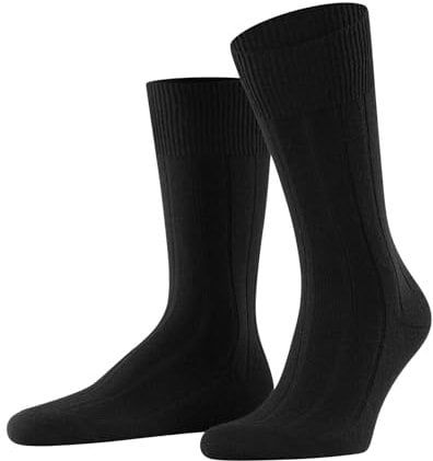 FALKE Herren Socken Lhasa Rib M So Wolle Kaschmir einfarbig 1 Paar, Schwarz Black 3000, 43-46