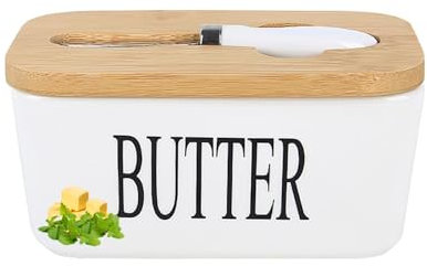 SOSINYA Beurrier Porcelaine- Conserve La Fraîcheur Du Beurre Et Convient Pour Le Stockage Du Fromage Et D'autres Aliments.Pratique et durable 200-600ml (B)
