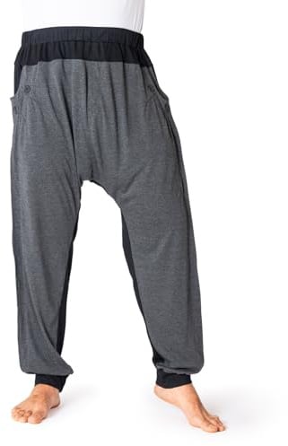 PANASIAM Baggy Hose Damen & Herren - Haremshose - Yogahose aus Baumwolle | Lässige Pumphose mit tiefem Schritt, als Loungehose oder Streetwear, Loose Fit Jogginghose, mit Gummibund & großen Taschen