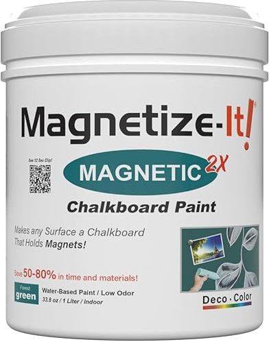 Magnetize-It! Magnetfarbe extra stark für Kreide & Magnet (grün, 1000ml) - Tafelfarbe magnetisch für ca. 3 qm Wand - magnetische Wandfarbe geeignet - Wand Tafellack, magnetische Farbe Magnettafel