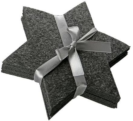 CULT at home Filzuntersetzer Stern – 6 Stück mit Schleife – Weihnachtsdeko Tisch anthrazit dunkelgrau – Kleiner Stern 13 x 13 cm