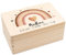 Baby Erinnerungsbox - tolle Holzkiste personalisiert Baby - 30 x 20 x 14 Holz - personalisierte Erinnerungskiste - Babybox Erinnerung - Boho Regenbogen