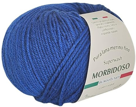 Gomitolo di filato 100% lana merino irrestringibile, per uncinetto e lavoro a maglia, lana baby, colori solidi, 50gr 150metri, per copertine abbigliamento e tanto altro (Blu 3)