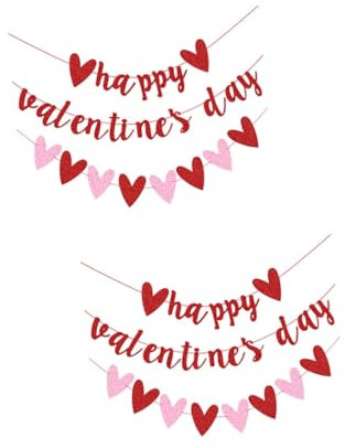 AUTSUPPL 2sätze Valentinstag Banner Dekoration Für Party Mit Herz-motiven Hängedeko Aus Hochwertigem Für Romantische Anlässe Wie Verlobung Und Jugendweihe Für Innen Und