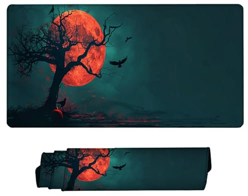 Rot Mauspad xxl Mauspad Schreibtischunterlage 1200x600 Genähte Kanten Mauspad, Gummibasis Finsternis Gaming Mauspad Stabiler Halt auf Glatten Oberflächen Verbessert Präzision für PC, Laptop N-G