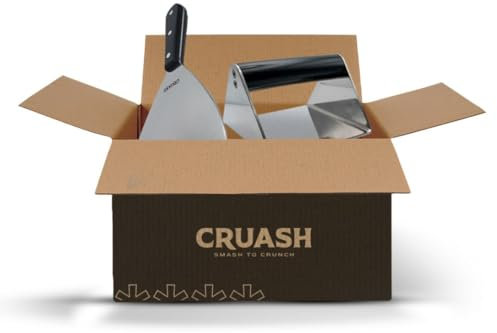 Smash Burger Kit | Kit Smash Burger | Kit Hamburguesas | Smasher, Sartén, Paleta, Espátula para Hacer Hamburguesas (Pack 2 Utensilios, Smasher Cuadrado + Espátula)