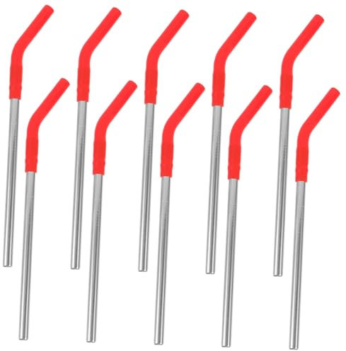 Cabilock 10pièces Lot De Pailles Réutilisables Acier Inoxydable Avec Embouts Silicone Souple