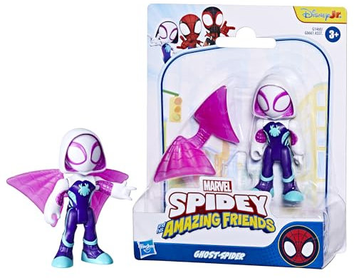 Marvel Spidey und Seine Super-Freunde – Ghost-Spider Actionfigur 7,6 cm beweglich – Mit abnehmbarem Flügelarm-Accessoire – Seriengetreues Design – Spielzeug ab 3 Jahren