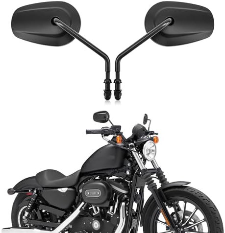 BREDUXSER M8 Motorrad Spiegel, Schwarzer Motorrad Rückspiegel für Sportster XL1200 883 48 Dyna Softail Fatboy Super Glide Street Glide Road Glide