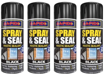 DIOXSTAR Black Spray and Seal Leak Fix Stop, Cost-Effective and Sustainable Choice, Superior Long-Lasting Seals, DIY Enthusiast, Seal Fix Waterproof Mastic Sealant, (300ml, Pack of 4)