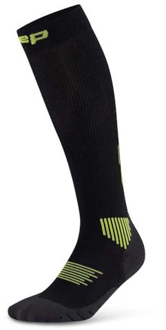 CEP - Lange Laufsocken mit Kompression für Herren, Core 5.0 Tall, Größe IV / L / 39 - 44cm Wadenumfang, schwarz / lime