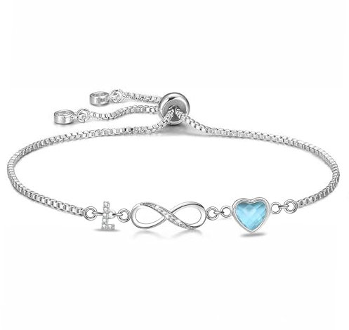 Kraven Infinity Armband Damen 925 Silber, Unendlichkeit Herz Zirkonia Armbänder Verstellbar Armkette Valentinstag Muttertag Geburtstags Weihnachten Geschenk für Sie Frauen Freundin mama (L)