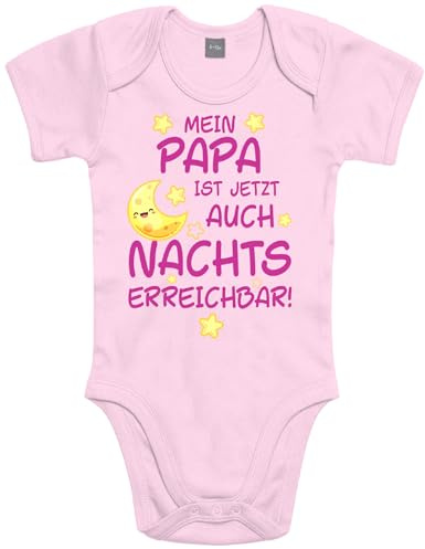 Shirtoo Lustiger Baby Body mit Spruch - Meine Mama ist jetzt auch Nachts erreichbar - Geschenk zur Babyparty