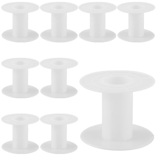 SUNNYCLUE 15 pz 55 x 46mm Rocchetto Vuoto Nastro Rocchetto di Plastica Bianco Cordino per Tessitura Filo Catena Nastro Organizzatore Supporto Bobina per Cucito Ricamo Filato Arti Artigianato Uncinetto