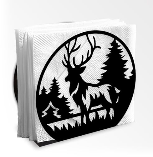 Doodlream Dekorativer Serviettenhalter Aus Schwarzem Metall Mit Waldhirschmotiv Für Den Tisch Serviettenhalter Im Tier Stil Für Zuhause Küche Restaurant Picknick Party Kaffeebar Esszimmer