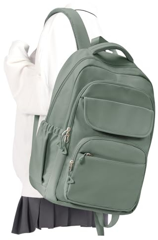 Lendolk Schulrucksack Teenager Mädchen Jungen, Uni Rucksack mit vielen fächern, Rucksack schule Herren mit Laptopfach, Wasserdicht Travel backpack Women(Olivgrün)
