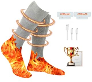 Beheizbare Socken mit Akku, 2200 mAh ultragroße Batterie Beheizbare Socken, waschbar für Frauen und Männer Beheizte Socken für den Außenbereich, Skifahren, Wintercamping, Wandern