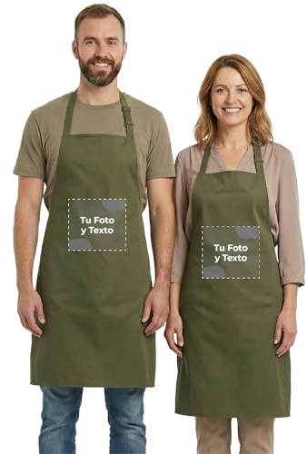 Cimpress Delantal personalizable con foto y texto, 86 x 72 cm, para Hombres y Mujeres, Talla única, Correa ajustable, Ideal para Cocina, Barbacoa, Eventos, Talleres