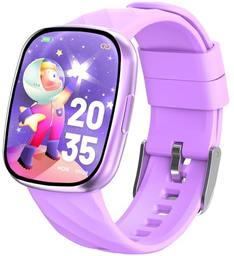 PTHTECHUS Reloj Inteligente Niño, Smartwatch Niños con Llamadas Bluetooth, Pulsera Actividad 100+ Modos Deportivo 1.75 HD, Sueño, Podómetro, IP68 Regalos para Niños Niñas 4-12 años (Morado)