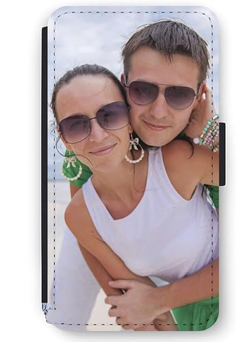 Personalised Phone Case Compatible For iPhone 17, 16, 15, 14, Pro, Max, Mini, Plus 13, 12, 11, X, XS, XR Phone, Custom Photo, Image on Leather Side Flip Wallet Phone Case Black