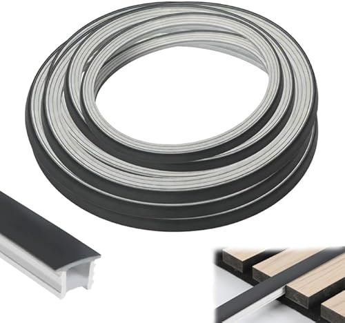 LED Silikon Profil Schwarz, 12x12mm Flexibles LED-Streifen Diffusor Kanal für Akustikpaneele Wasserdicht Led Strip Abdeckung für Homogene Lichtverteilung Neon Effekt (Ohne LED-Streifen) (Schwarz, 5M)