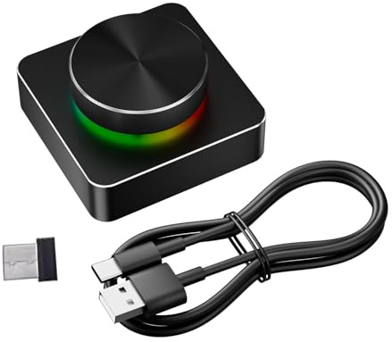 Vvikizy USB Volume Control Knob RGB Adjustable Multimedia Controller for PC Gaming Laptops 60x60x28mm Stylish Design