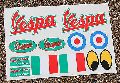 VESPA ROLLER stil sticker aufkleber set Italienische Flagge Piaggio