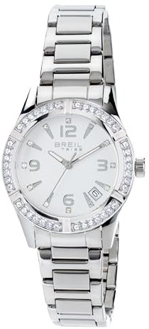 Breil, Collezione C'est Chic, Orologio Donna, Cronografo Donna in Acciaio, Lunetta con Cristalli, Quadrante Bianco con Finitura Satinata, Cassa 36 mm, Pratica Chiusura, Resistente all'Acqua, Silver