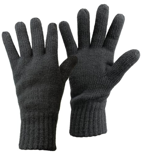 ALPIDEX Thermo Strickhandschuhe Thinsulate Gefütterte Warme Winter Outdoor Sport Feinstrick Handschuhe Strickbund Hautfreundlich Atmungsaktiv Unisex Damen Herren, Größe:L, Farbe:Dark Grey