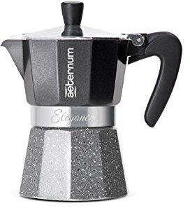 Bialetti 6008 Caffettiera Elegance per 6 Tazze, Alluminio, Nero