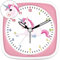 Eurotime Wecker für Mädchen mit Einhorn, Rosa Pink, Kinderwecker, Kunststoffgehäuse und Kunststoffglas, geräuscharmer Wecker, kein Ticken, mit Licht und Weckwiederholung, 27015-22