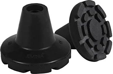 KMINA - Krücken Gummi 19 mm, 18 mm, 17 mm (x2 stück), Gummifuße Gehhilfe, Gummipuffer Walkingstöcke, Schwarz - Made in Europe.