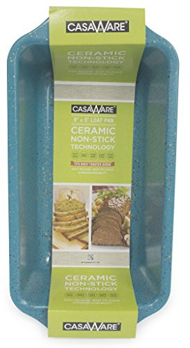 casaWare Loaf Pan 9 x 5-Inch Ceramic Coated Non-Stick, Blue Granite, standard