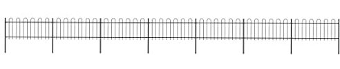 vidaXL Gartenzaun mit Bügel-Design Pfosten Metallzaun Schmuckzaun Zaun Zaunelemente Gitterzaun Stahlzaun Zäune Zaunfeld Tor Stahl 11,9x0,8m Schwarz