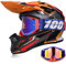 YASE Motorradhelm Crosshelm mit Brille, Motocross Helm/Enduro Downhill Helm, Offroad Motorradbrille Herren/Damen Full Face MTB Helm für Moped/ATV/Mountain Bike (Schwarz/Orange/Rot,S (52-53 CM))