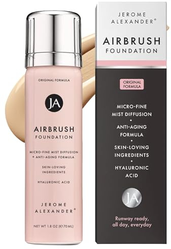 MagicMinerals AirBrush Foundation von Jerome Alexander, Spray Make-up mit Hautpflegewirkstoffen, ultraleicht, aufbaubar, volle Deckformel (Light Medium)