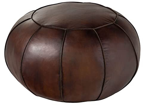 MASSIVMOEBEL24.DE | Chesterfield brauner Pouf-Hocker aus 100% Echtleder #19 | im Vintage-Stil | 58x58x38 cm | Sitzhocker Sitzkissen