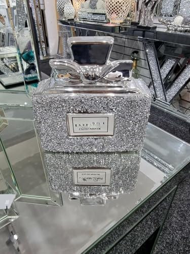 Biznest Crushed Diamond Sparkly Perfume Bottle Ornament Shelf Sitter MD Home Decor Best For Gift Luxury (Silver)
