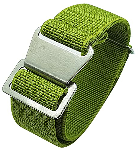 Max French Marine Nationale Elastic Nylon Navy Divers Parachute Watch Straps 20mm 22mm Military Bands (20mm, Green)