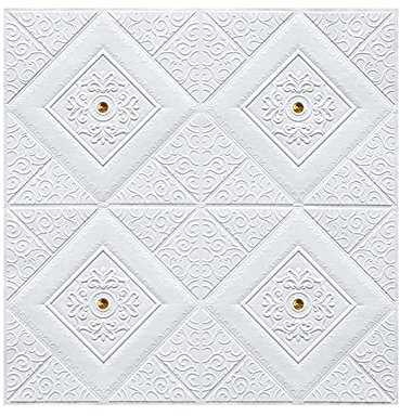 XiinxiGo 3D-Stein Hintergrund, DIY Abnehmbare Schälen und Kleben PE-Schaum Wandaufkleber, Schallschutz Tapete für Wohnzimmer, Schlafzimmer, Bar, TV,Weiß 5,1Stück(70 * 70 cm *4.5MM)