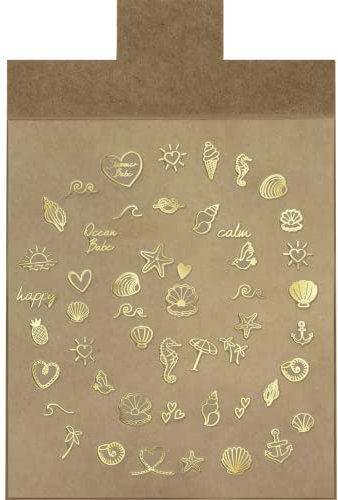 essence Vintage BEACH nail stickers, Nr. 01 Shell We Go To The Beach?, gold (50 Stück)