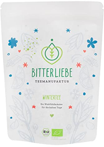 BitterLiebe® Teemanufaktur Wintertee Bio Kräutertee lose 140g mit der Kraft der Bitterstoffe I Bitterkräuter, Hagebutte, Ingwer uvm. I ca. 70 Tassen