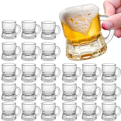 INFTYLE Boccale da Birra, Bicchieri da Shot 2 oz Boccali da Birra in Vetro Mini Mason Trasparenti Bicchieri Piccoli per Succo Bicchieri da Degustazione per Bevande Festa della Birra (Vetro, Confezione
