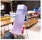 Trinkflasche Wasserflasche Einfacher Sommer-mattierter Quadratischer Kunststoff-Wasserbecher Sport-Wasserflasche Kleine Frische Und Auslaufsichere Handschale Sportflasche ( Blue : Purple (Frosted) )