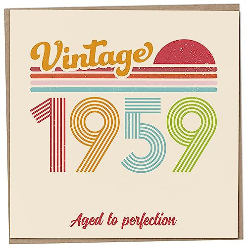 Geburtstagskarte zum 64. Geburtstag – Vintage 1959 Aged to Perfection, lustige Grußkarte für Männer und Frauen, Geburtstagskarten für Frauen, Geburtstagskarten für Männer, Schwester Geburtstagskarte,