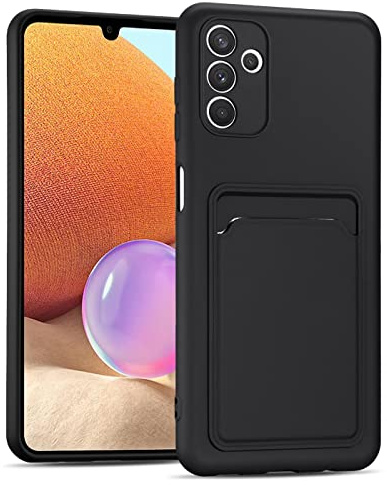 CoolGadget Handyhülle mit Kartenfach für Samsung Galaxy A54 5G Schwarz | Silikon Case mit Kartenhalter auf der Rückseite, stoßfest, erhöhter Kameraschutz, dünn