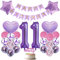 Lila Luftballons - 11er Set mit Happy Birthday Folienballon für Mädchen Geburtstag Deko