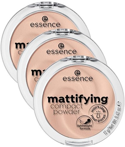 essence cosmetics mattifying compact powder, Puder, Nr. 11 pastel beige, nude, für Mischhaut, für trockene Haut, für unreine Haut, mattierend, matt, vegan, Nanopartikel frei (12g) (Packung mit 3)