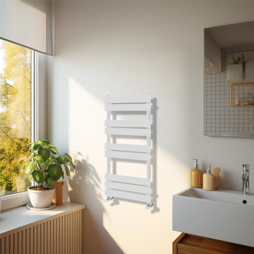 NRG Modern Bathroom 1000 x 450mm Flat Panel Heated Towel Rail Radiator White for Living Room and Kitchen